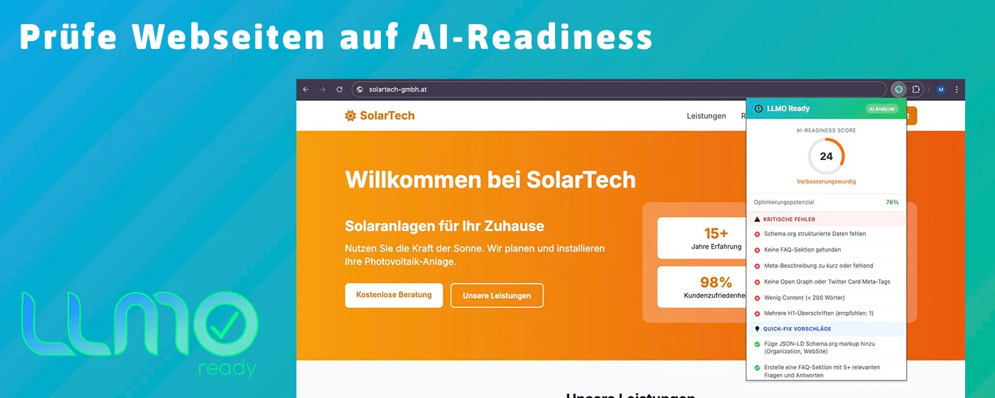 Chrome-Erweiterung: Prüf jede Website in Sekunden auf KI-Tauglichkeit