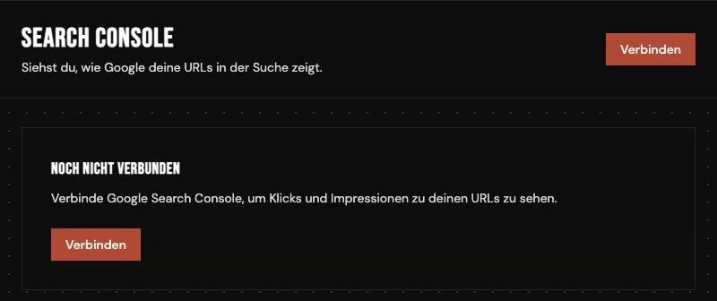 Search-Console-Seite in Libers Suite vor dem Verbinden mit dem Button Verbinden